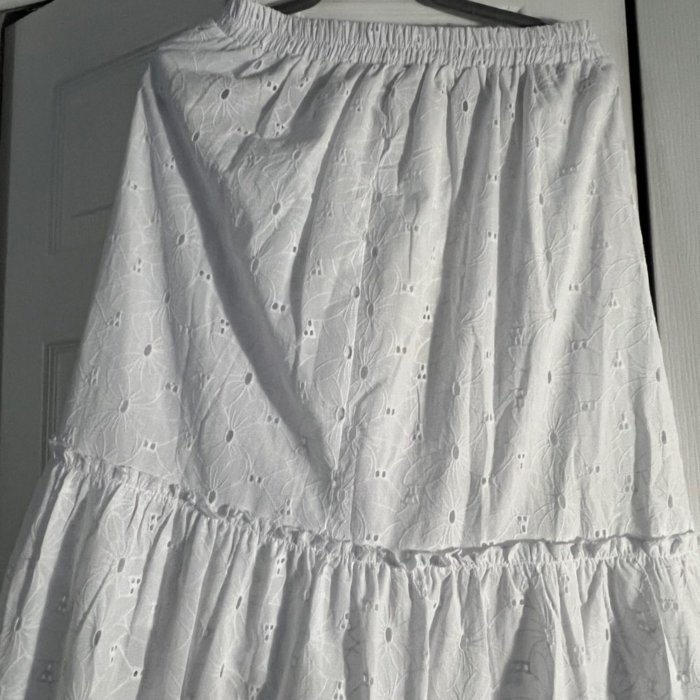 Calypso St. Barth White Eyelet Full A-Line Skirt - Picture 14 of 16